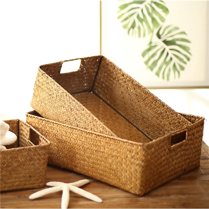 Seagrass Woven Storage Basket Shelf Bathroom Storage Basket Toy