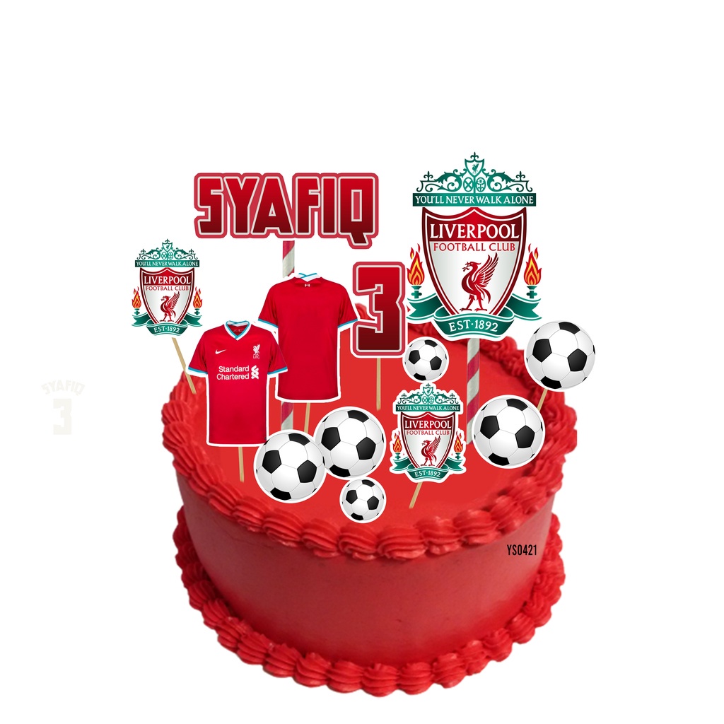 [CUSTOM NAME] Happy Birthday Cake Topper Liverpool Decoration Set Party