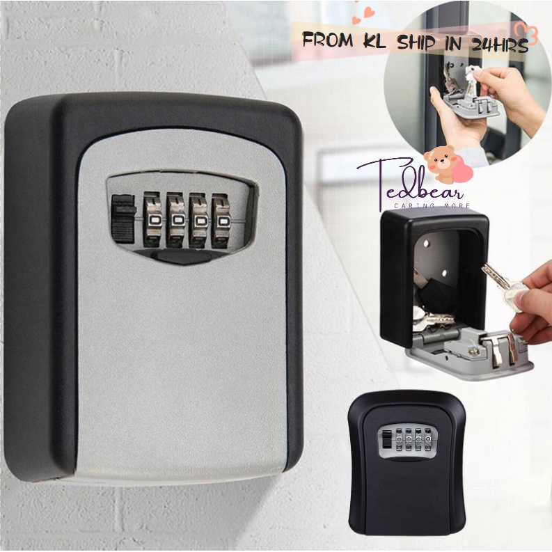 Key Lock Box Wall Mount 4 Digit Key Storage Home Waterproof Office ...