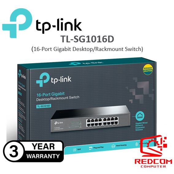 TP-LINK TL-SG1016D 16-Port Gigabit Desktop/Rackmount Switch | Shopee ...