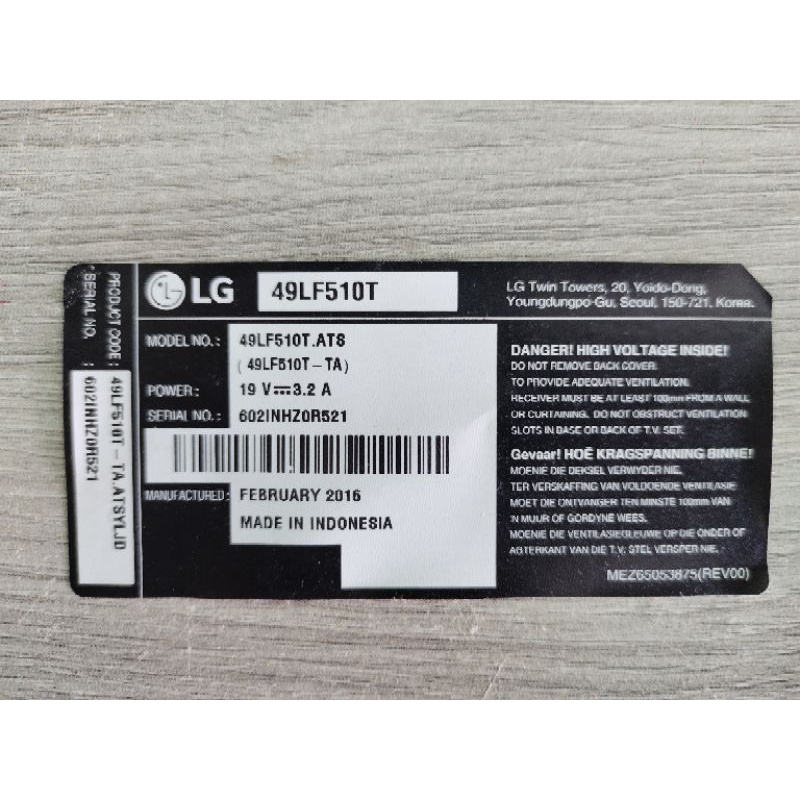 LG 49LF510T AIO BOARD TCON BUTTON LVDS CABLE SPEAKER STAND Shopee
