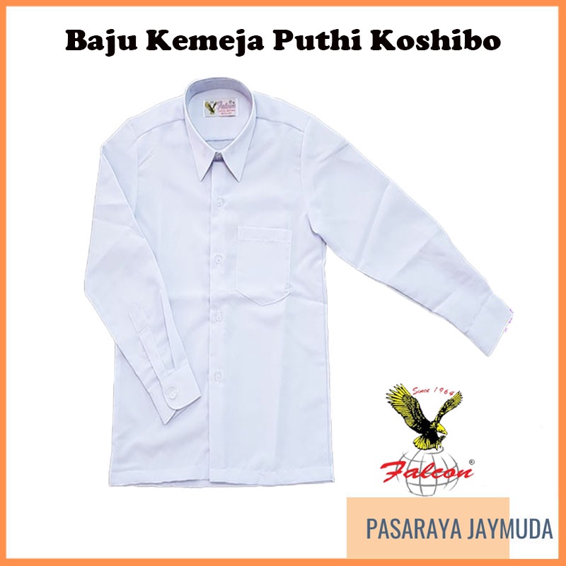 Falcon K312 Baju Kemeja Sekolah Putih Lengan Panjang Koshibo Licin