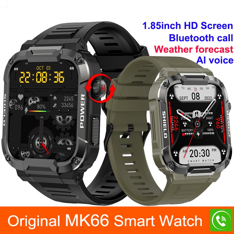 2024 New MK66 Rugged Smart Watch Men Big Battery Music Play Fitness ...