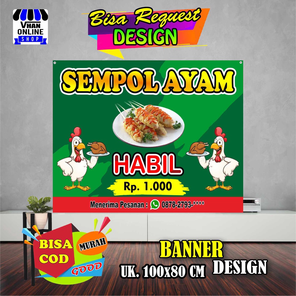 Chicken Sempol Selling Banner Banner Banner, Good Viral Food, | Shopee ...