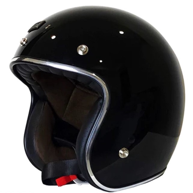 Original Primo Solid Helmets Open Face Helmet Cafe Racer Solid Black