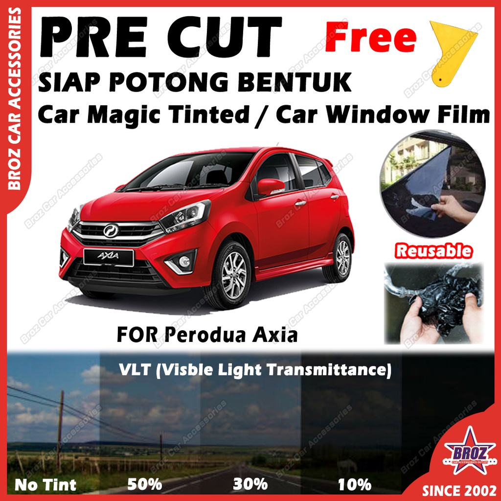 For Perodua Axia Car Magic Tinted Film Solar PRECUT OEM Window DIY Scrapper Tint Kereta Siap Potong 