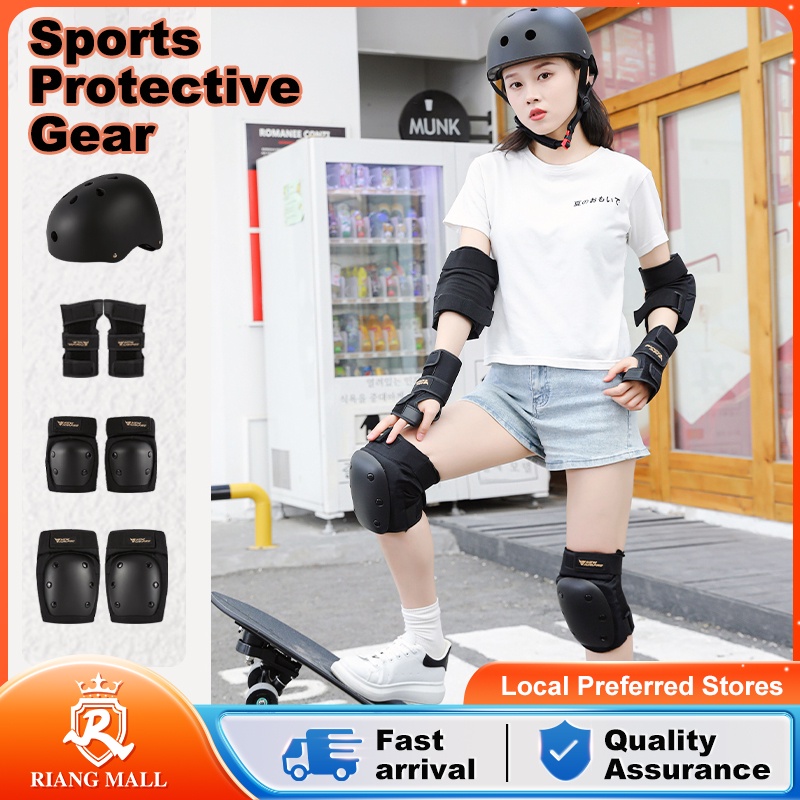 Safety Protective Gear Set Elbow Pads Helmet And Knee Pads Children