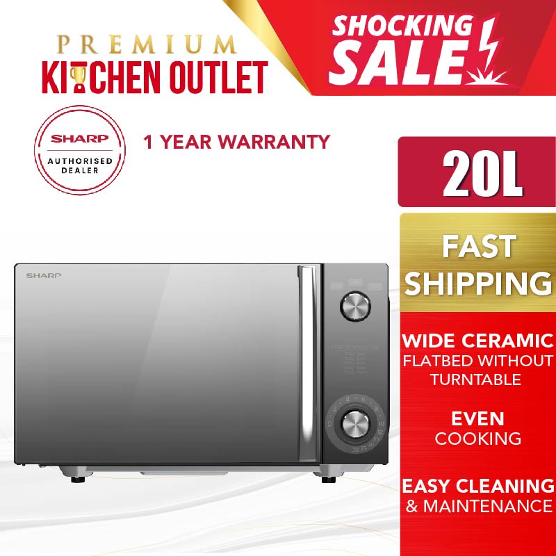 Sharp 20L Mechanical Dial Flatbed Microwave Oven R2121FGK | 2-Way ...