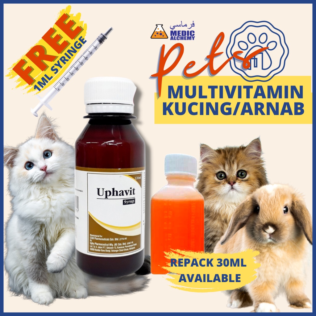 [FREE SYRINGE 1ML] Pets Multivitamin Uphavit Vitamin untuk Kucing Arnab