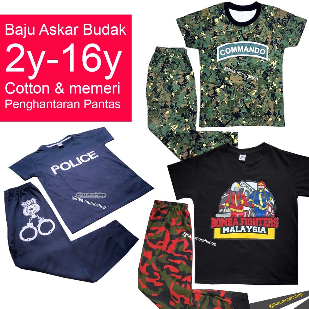 Camo Shirt Budak Camouflage Kid Tshirts Baju Askar Lengan Panjang Budak ...