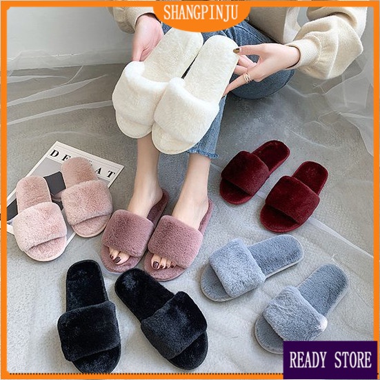 Furry Woman House Slippers Women Indoor Plush Cotton Warm Indoor Home ...