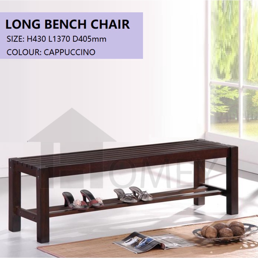 LONG BENCH CHAIR HOMEY / WOODEN BENCH CHAIR / SOLID WOOD / CANTEEN