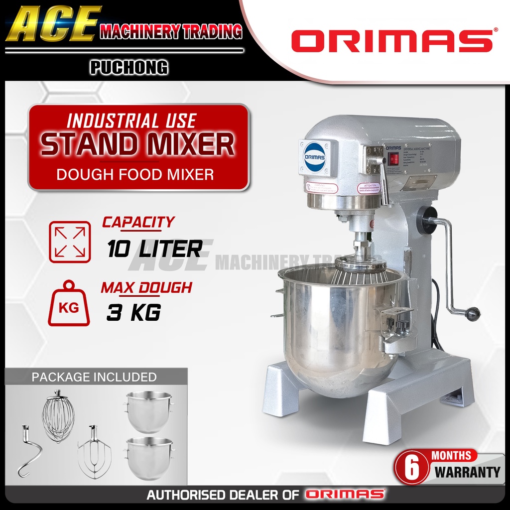 [ ORIMAS ] B10N Food Dough Mixer 10L 3kg Dough Heavy Use For Commercial