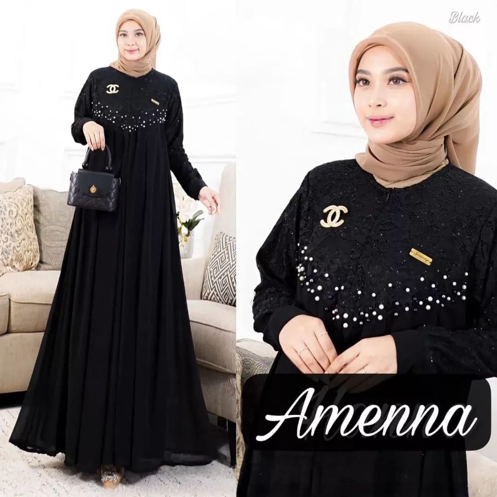 New Amena maxi dress. The Latest Combination Of Gamis. Young Women s Choice Dress For Party. Baby doll Material Full Lace mix Tille Pearl. Shopee Malaysia