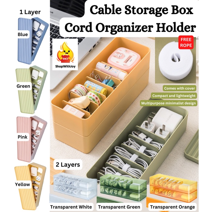 【ShopWithJoy】Cable Earphone Socket Organizer Cable Storage Box Cord ...