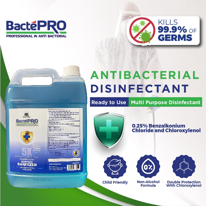 Bactepro Professional Disinfectant 5X - 5000ML ( Light Lemon Smell) Non ...