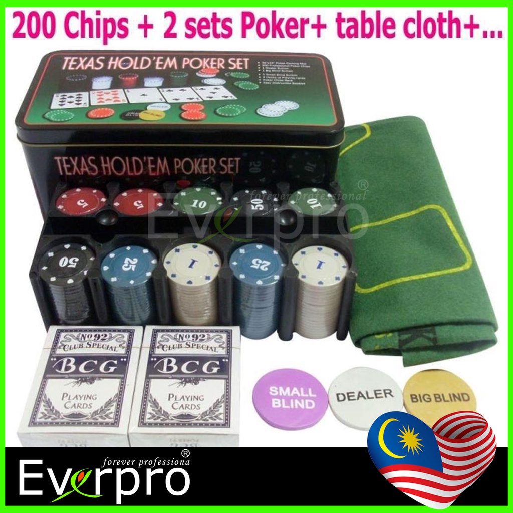 Texas Poker Games Set With 200 Chips Shopee Malaysia