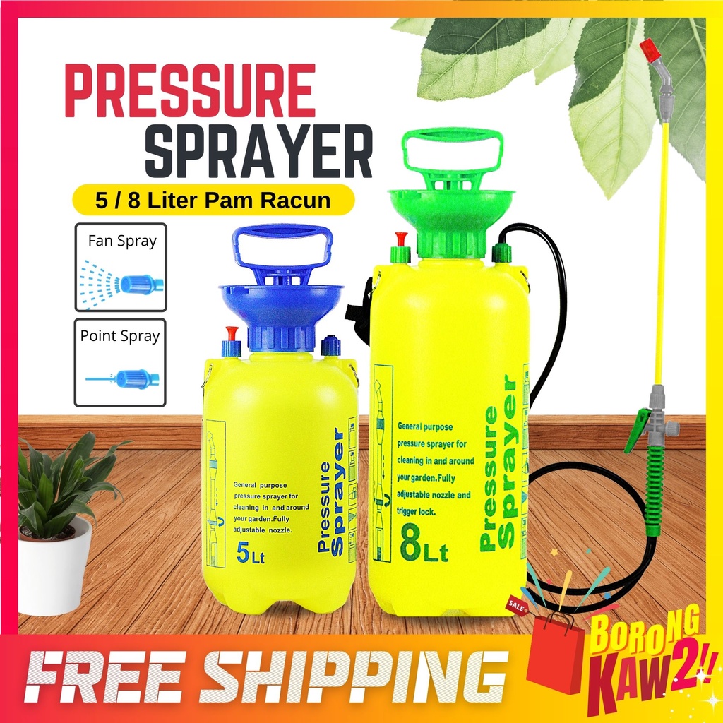 BKK 5 / 8 Litre Garden Pressure Sprayer Plastic Pesticide Control Lawn ...