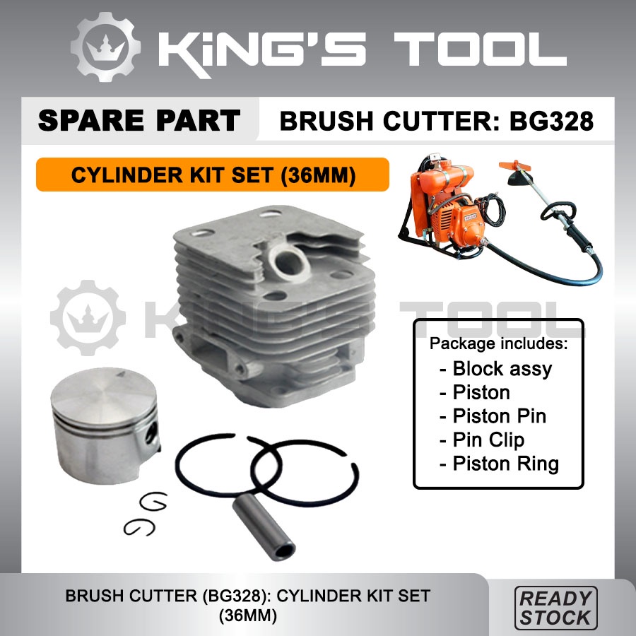 BG328 BRUSH CUTTER CYLINDER KIT SET 36MM/ BLOCK, PISTON, RING/ SPARE PART MESIN RUMPUT T328