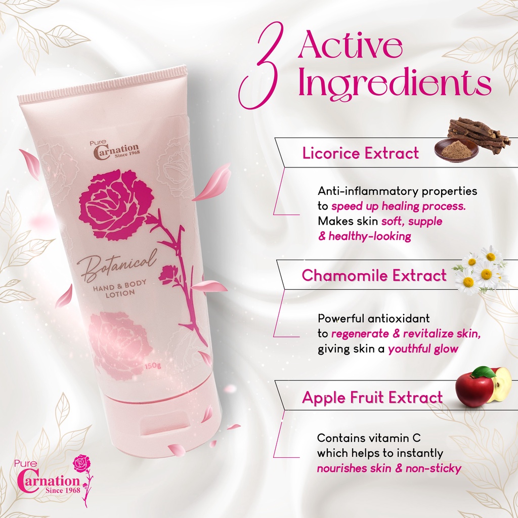 Losyen Badan & Tangan 150g [Paraben Free] Pure Carnation. Formula