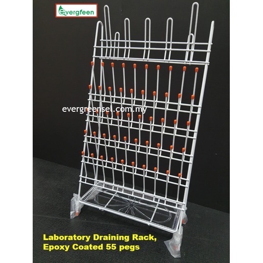( Ready stock ) Laboratory Drying Rack, Epoxy Coated 55 pegs Shopee