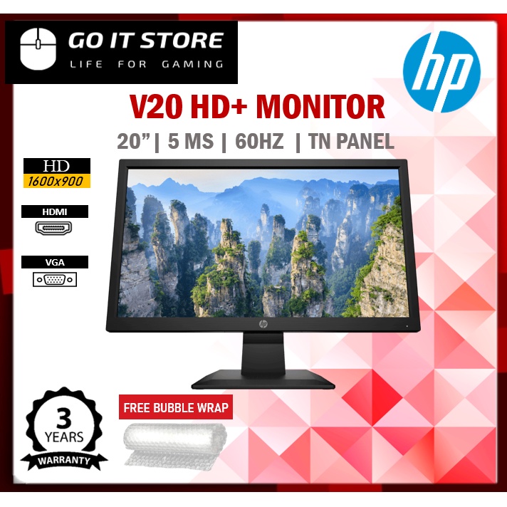 HP V20 HD+ 19.5" LED Backlit Monitor (HDMI / VGA) Shopee Malaysia