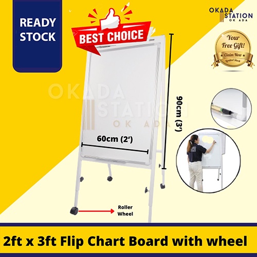 Flipchart with Wheel / Flip Chart Board / Whiteboard / Whiteboard with roller wheel