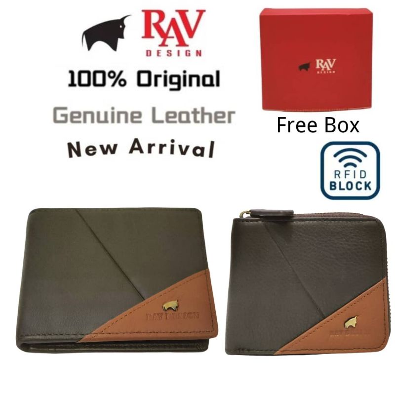 RAV Design RFID-Blocking Genuine Leather Bifold Short Wallet YRW428-G2 ...