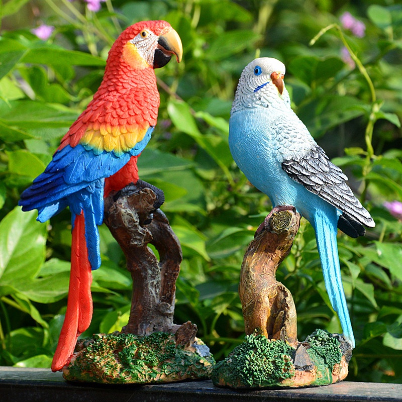 Creative Parrot Ornaments Resin Artificial Bird Balcony Figures ...