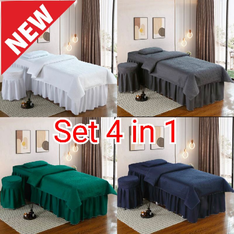 1 Set 4Pcs Beauty Saloon Bed Cover Facial / Spa / Massage Bed Cover