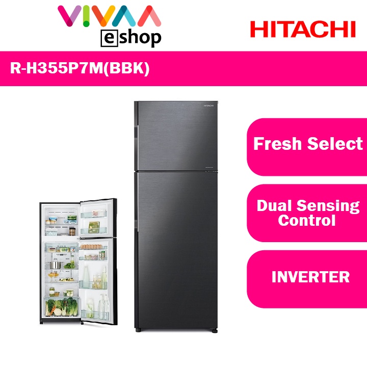 Hitachi 318L Twin Door Refrigerator 2 Door Top Mount Freezer Fridge R