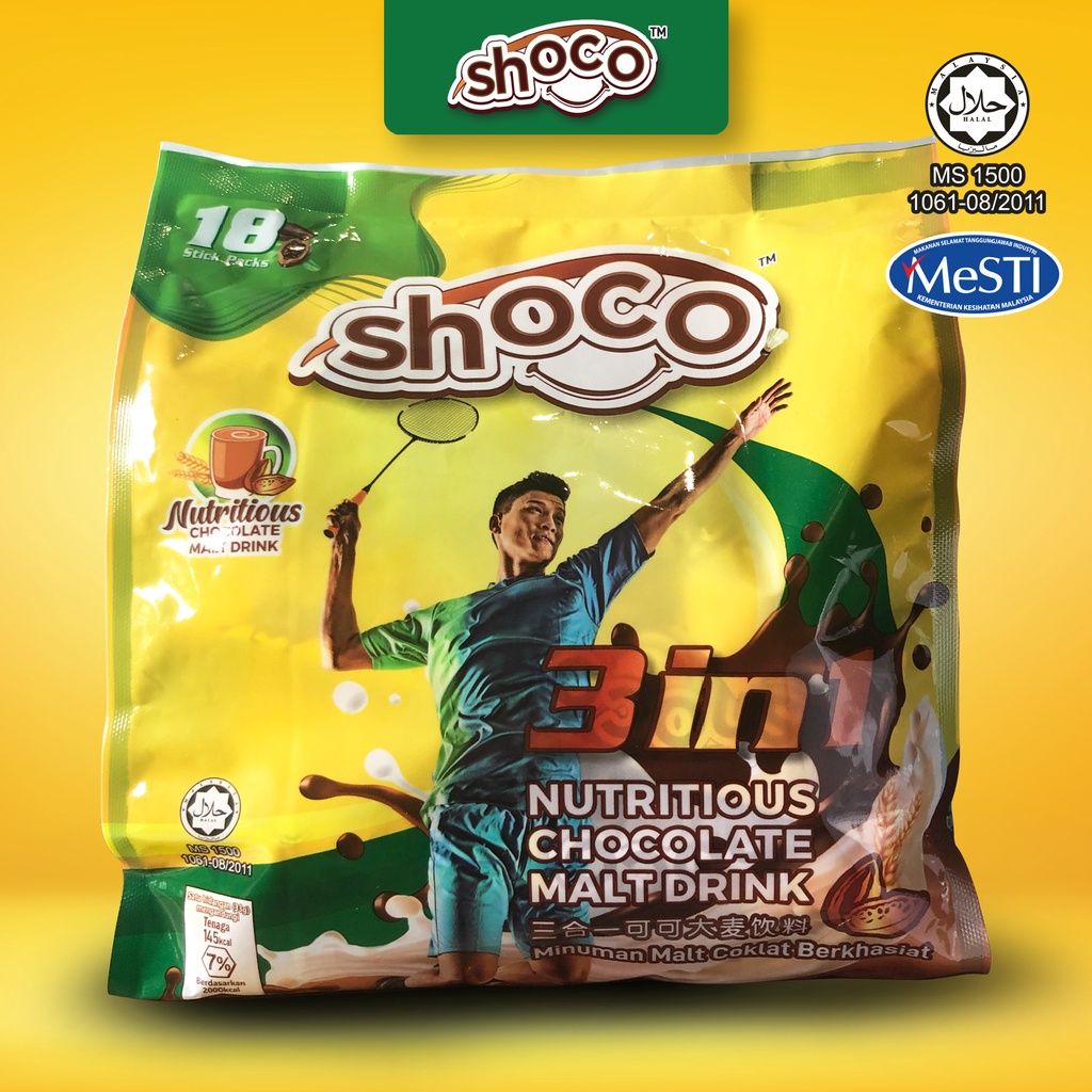 [Halal] Shoco 3 in 1 Nutritious Chocolate Malt Drink Chocolate Malt