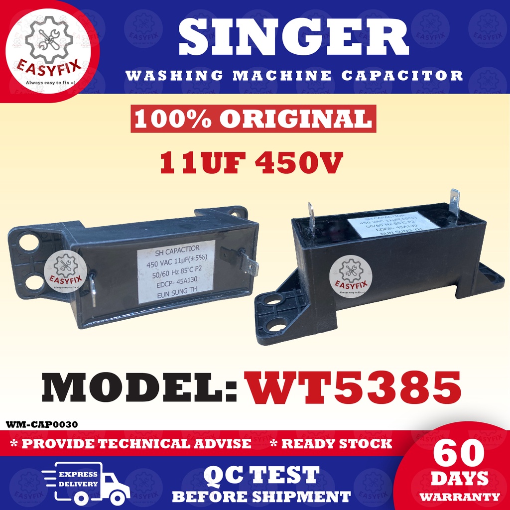 (100 ORIGINAL) WT5385 SINGER CAPACITOR Washing Machine Capacitor spin