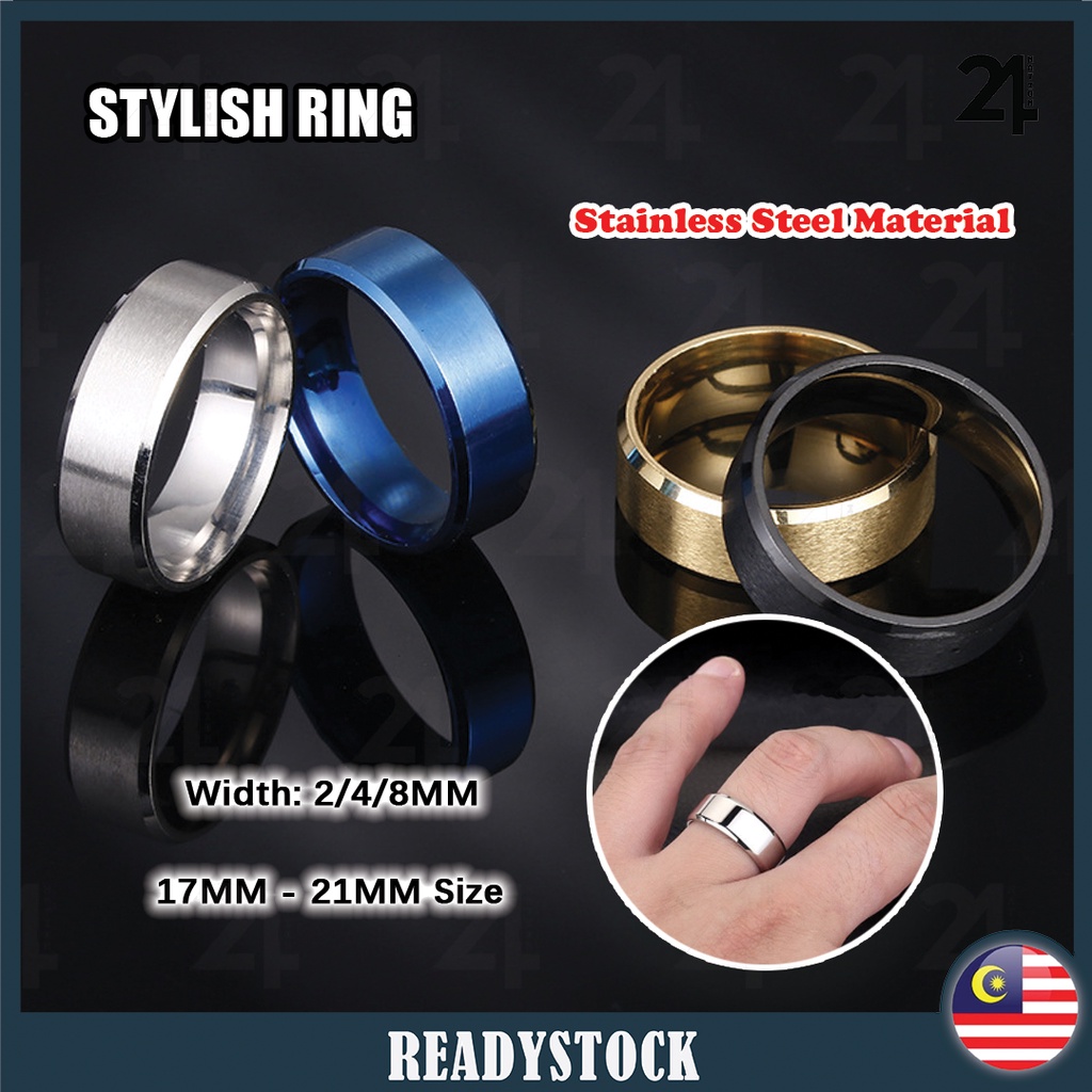 8MM STYLISH RING Smooth Matte Titanium Stainless Steel Cincin Anti-rust ...