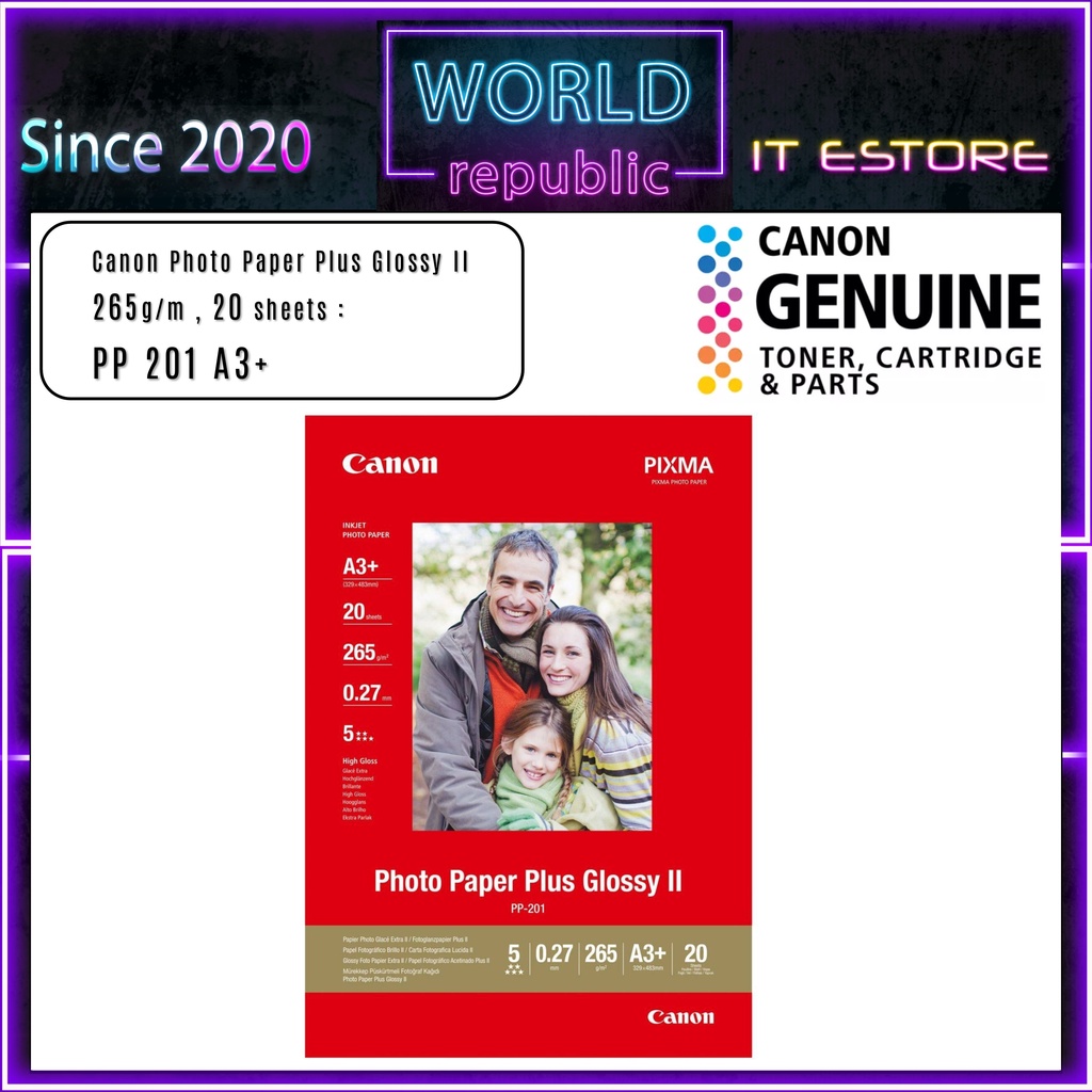 Canon PP201 PP201 4R A4 A3+ Photo Paper ( 20 Sheets ) Plus Glossy II