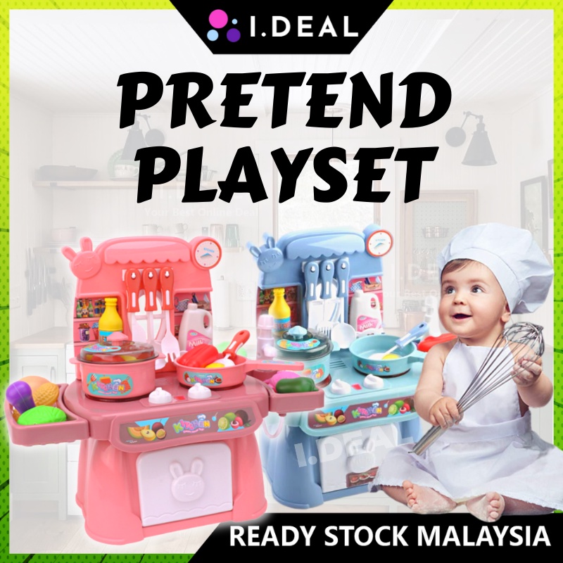 IDEAL Pretend Play Set Kitchen Playset Breakfast Cooking Toys Mainan