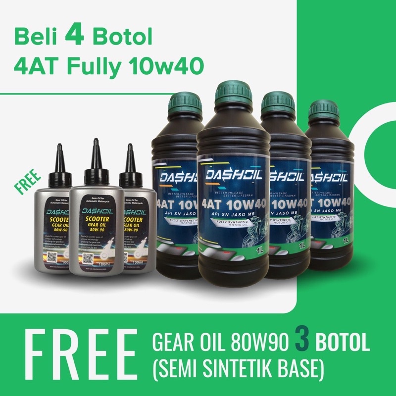 4AT Scooter Minyak Hitam DashOil 4AT 10w40 1L Fully Synthetic SN