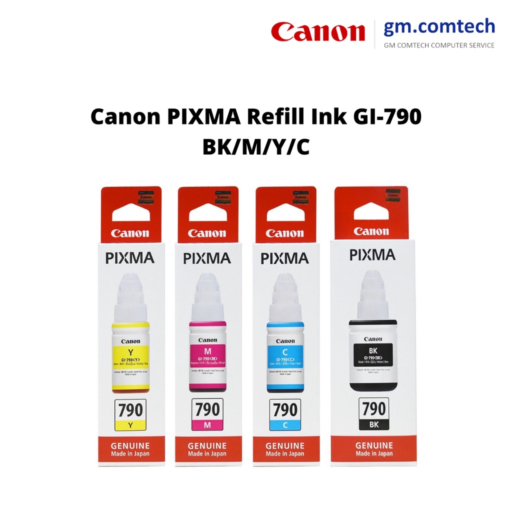 [100 GENUINE] CANON PIXMA Refill Ink FULL SET GI790 BK/M/Y/C Printer CANON G Series G1000