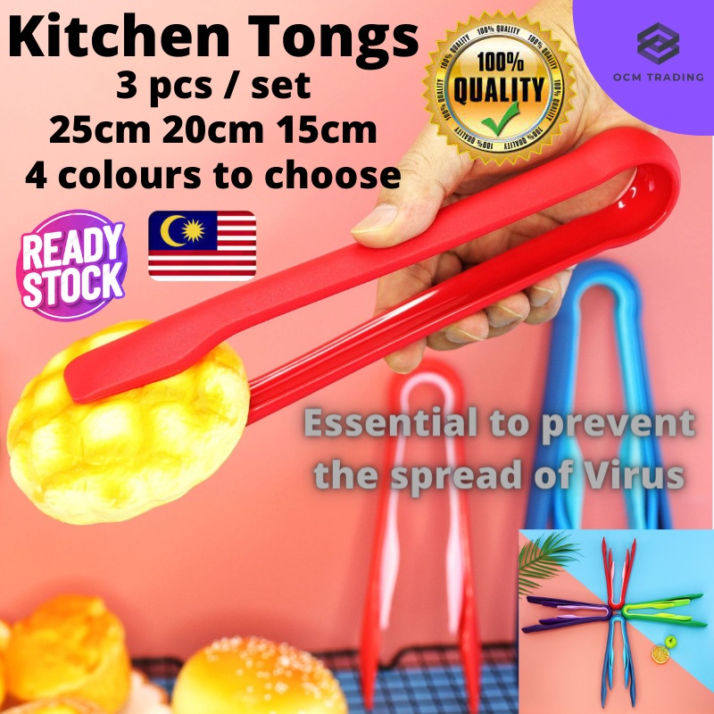 Kitchen Tongs Tweezer Plastic Clamp Penyepit Makanan Cooking Utensil