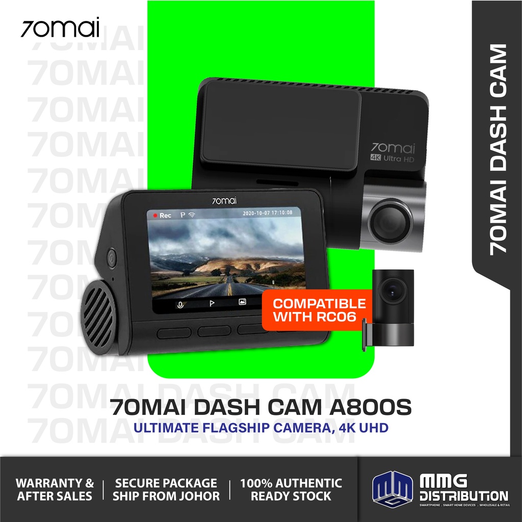 70mai A800s 4K Dash Cam Built-in GPS Dual Vision Rear Cam Global