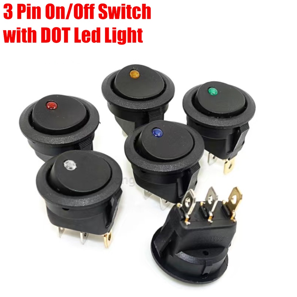 Car DC 12V 20A 3 Pin On Off Switch with Led Light SPST Panel Mount ...