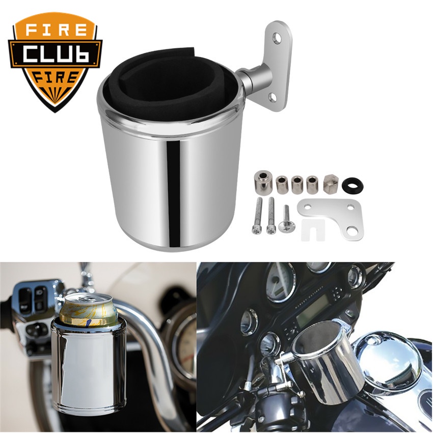 Motorcycle Cup Holder Chrome Handlebar Drink Bottle Holder For Indian