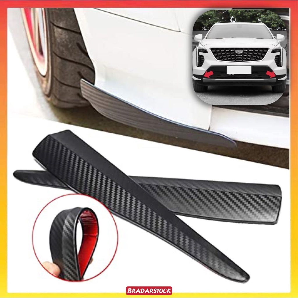 2pcs Car Front Rear Bumper Door Seal Lip Carbon 3D Bumper Rubber Strip