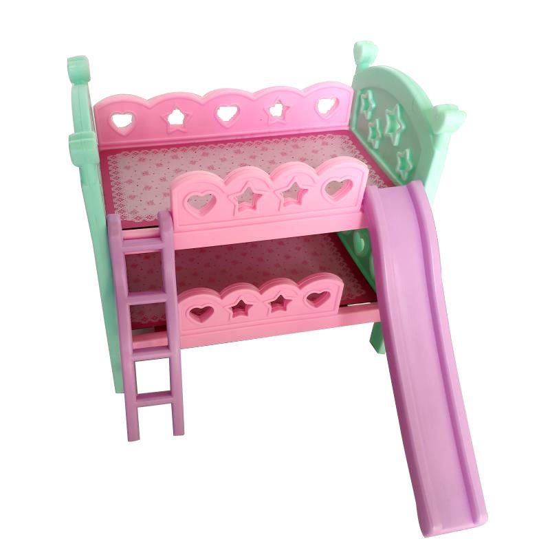 Fantasy Rainbow Bunk Bed over Girls Playing House Toy Double Barbie