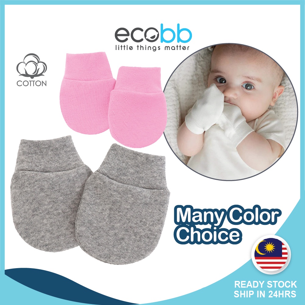 Baby Mittens Newborn Plain Cotton Mitten Ribbed Cuffs AntiScratch