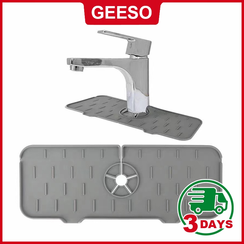 GEESO Silicone Faucet Mat for Kitchen Sink, Faucet Handle Drip Catcher