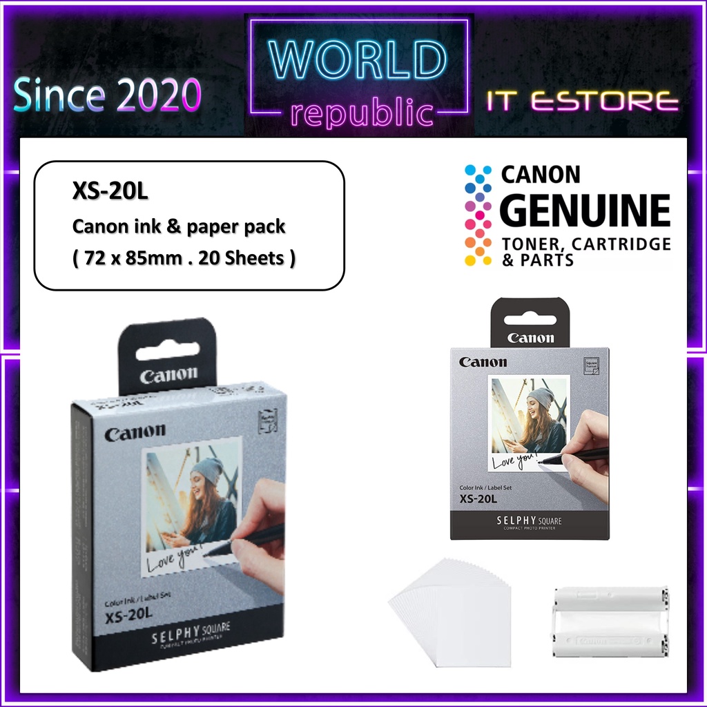 Canon Selphy Color Ink And Label Xs 20l Set 20 Sheets Selphy Square Qx10 Papier 4144