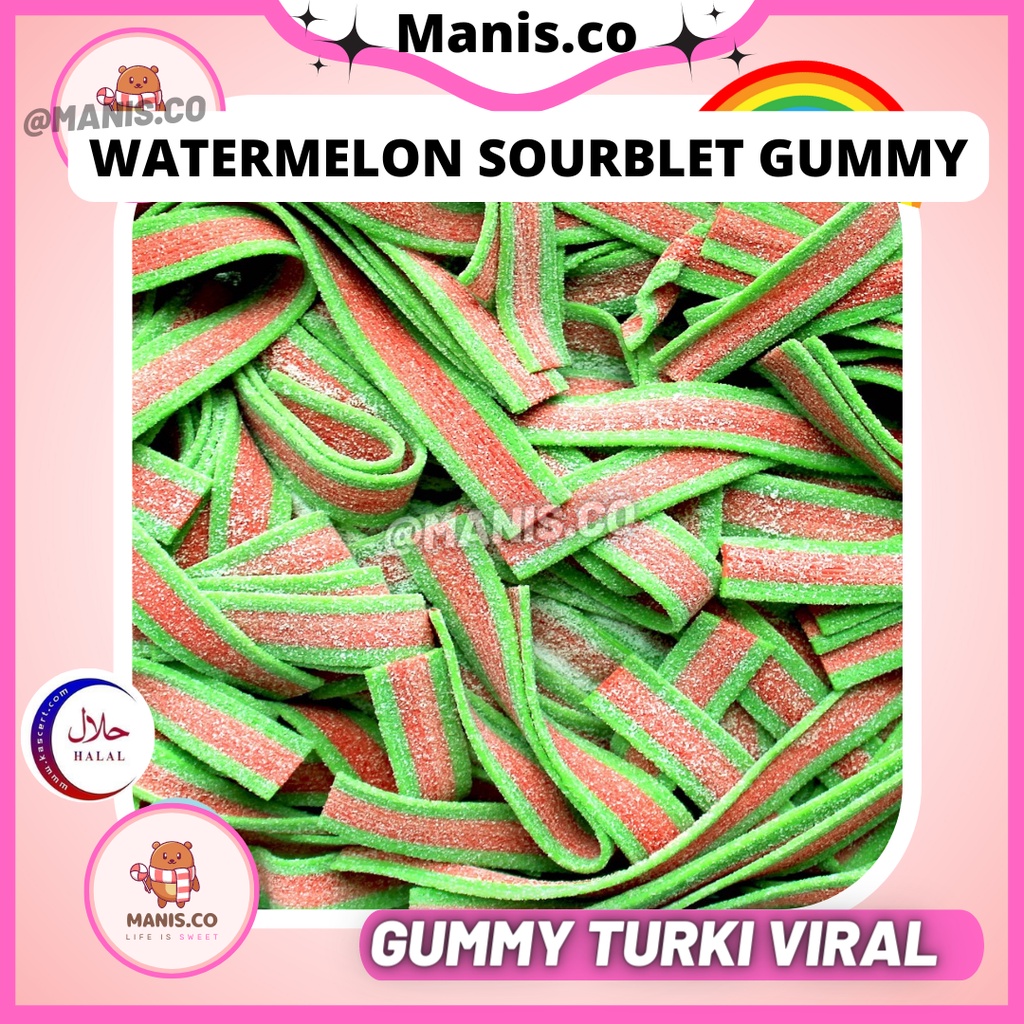 [Watermelon Sour Belt] Sour Candy Halal Gummy Bebeto Snack Gummi Jelly