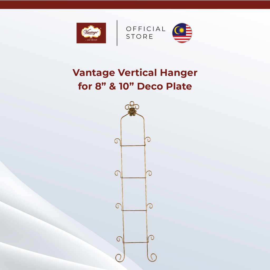 Vantage Wrought Iron Vertical 4 Plate Rack Wall Hanging Mount Holder ...