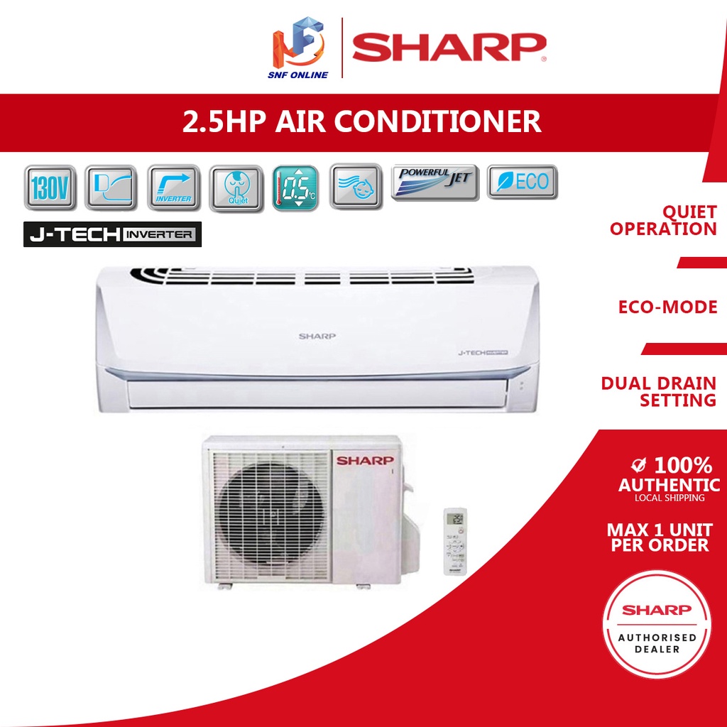 Sharp Inverter JTech Air Conditioner R32 (2.5 HP) AHX24VED Shopee